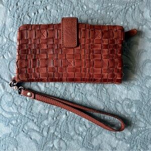 Genuine Brown Leather women’s wrist strap Wallet